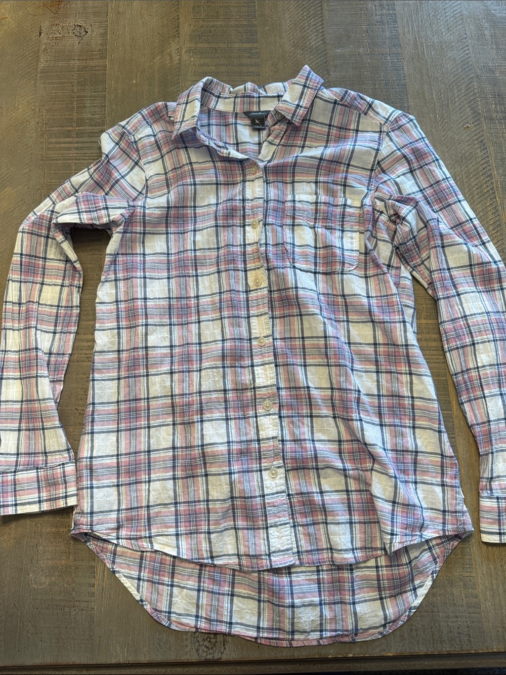 Eddie Bauer Plaid Button-Down Shirt - Pink & Blue